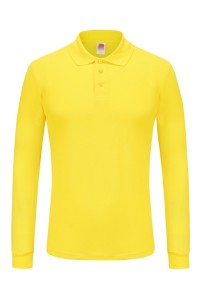 訂製黃色男裝Polo恤    設計純色100%棉Polo恤   側縫腳叉   威邦物業管理服務有限公司  P1537
